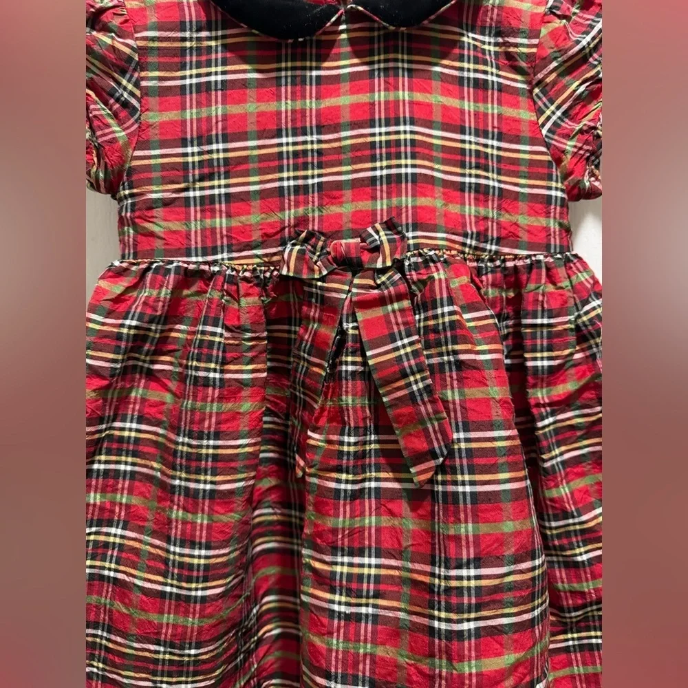 Talbots Kids Red Plaid Silk Dress size 18M